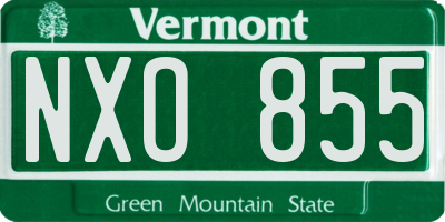 VT license plate NXO855