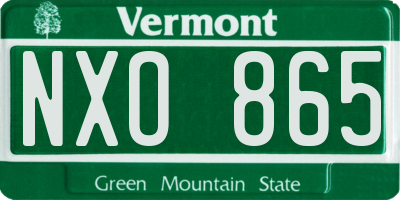 VT license plate NXO865