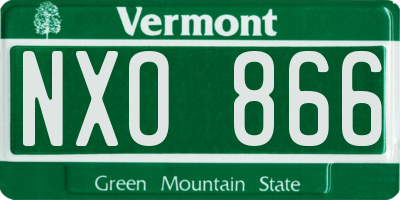 VT license plate NXO866