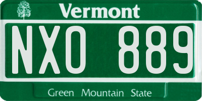 VT license plate NXO889