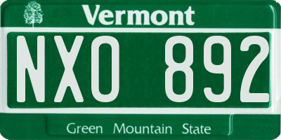 VT license plate NXO892