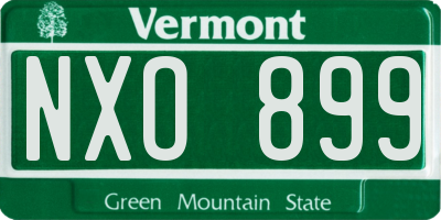 VT license plate NXO899
