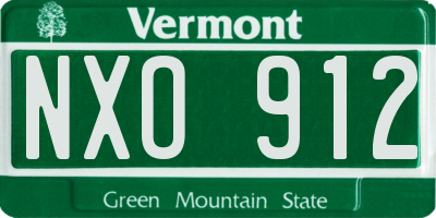VT license plate NXO912