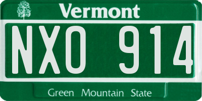 VT license plate NXO914