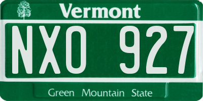 VT license plate NXO927