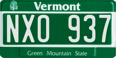 VT license plate NXO937