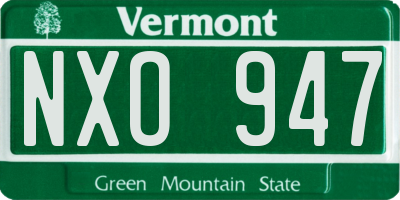 VT license plate NXO947