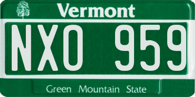 VT license plate NXO959