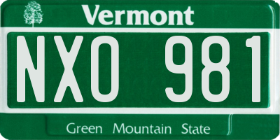 VT license plate NXO981