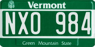 VT license plate NXO984