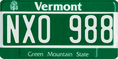 VT license plate NXO988
