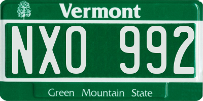 VT license plate NXO992