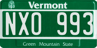 VT license plate NXO993