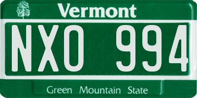 VT license plate NXO994
