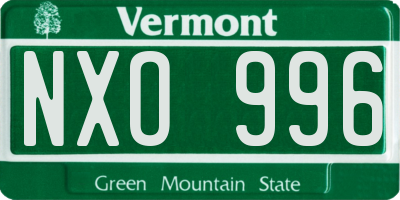 VT license plate NXO996