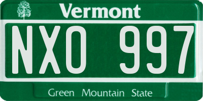 VT license plate NXO997