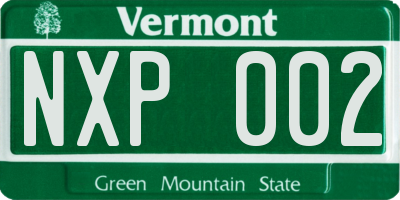 VT license plate NXP002
