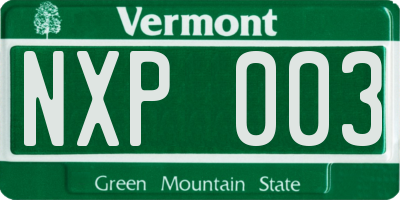 VT license plate NXP003