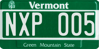 VT license plate NXP005