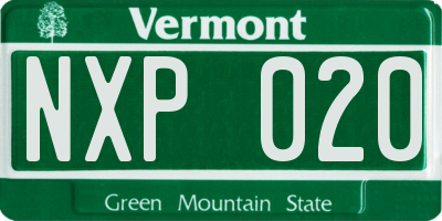 VT license plate NXP020