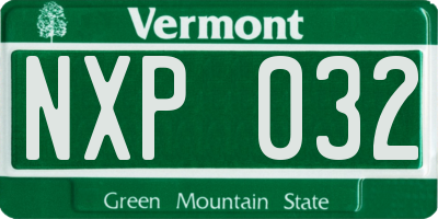 VT license plate NXP032
