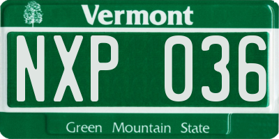 VT license plate NXP036