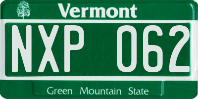 VT license plate NXP062