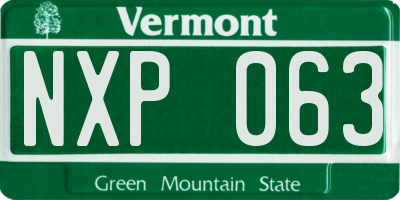 VT license plate NXP063