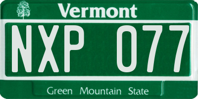 VT license plate NXP077