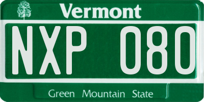 VT license plate NXP080