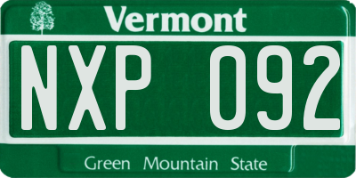 VT license plate NXP092