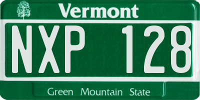 VT license plate NXP128