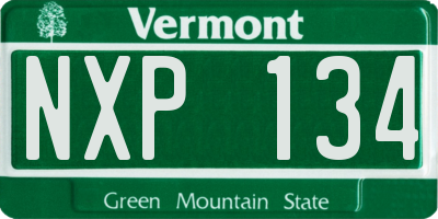 VT license plate NXP134