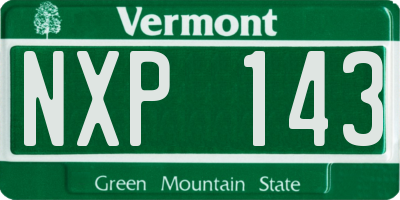 VT license plate NXP143