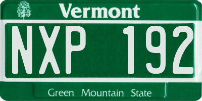 VT license plate NXP192