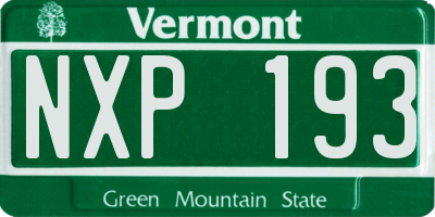 VT license plate NXP193