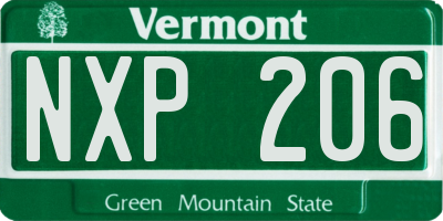 VT license plate NXP206