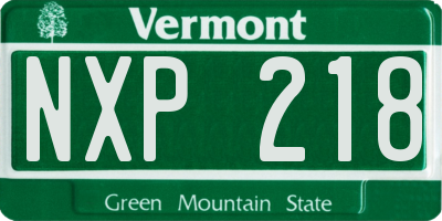 VT license plate NXP218