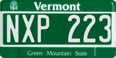 VT license plate NXP223