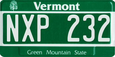 VT license plate NXP232