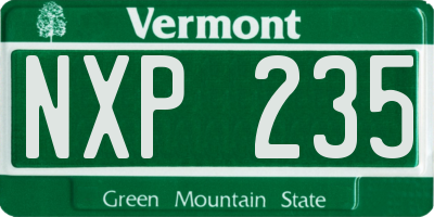 VT license plate NXP235
