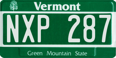 VT license plate NXP287