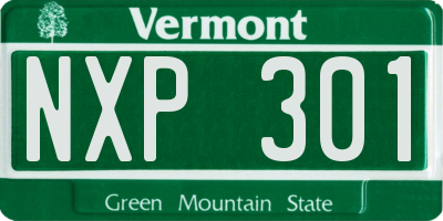 VT license plate NXP301