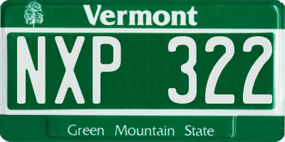 VT license plate NXP322