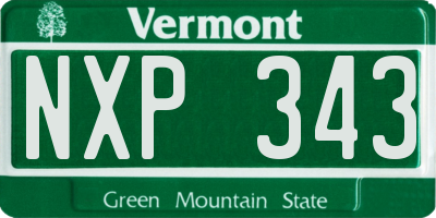 VT license plate NXP343