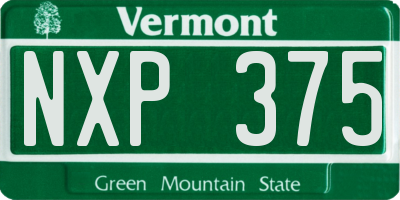 VT license plate NXP375