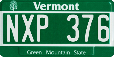 VT license plate NXP376