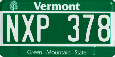 VT license plate NXP378