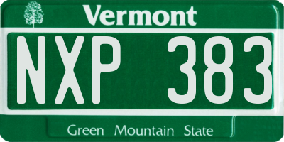 VT license plate NXP383