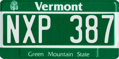 VT license plate NXP387